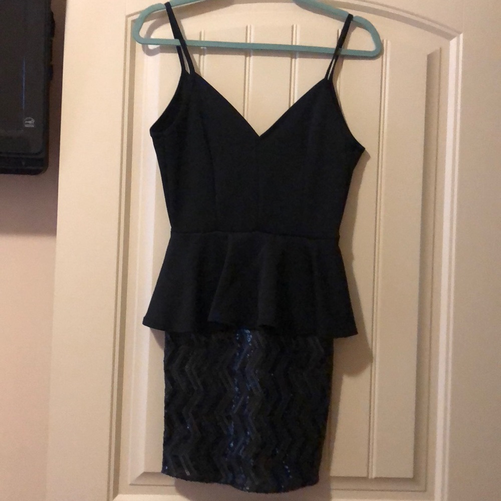 Black sequin peplum dress